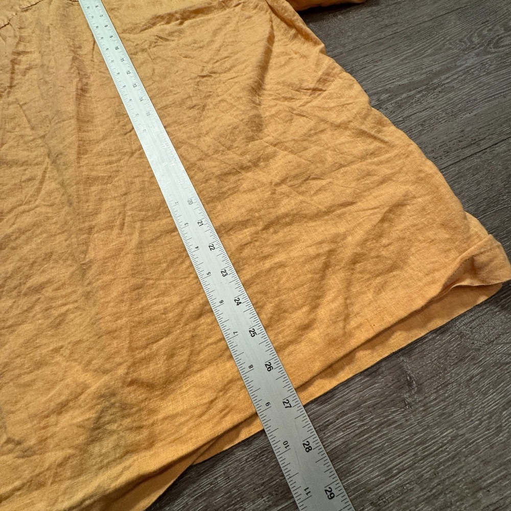 H&M Shirt Mens‎ Medium Orange Linen Blend Short Sleeve Button UP Pocket Adult - Picture 6 of 8